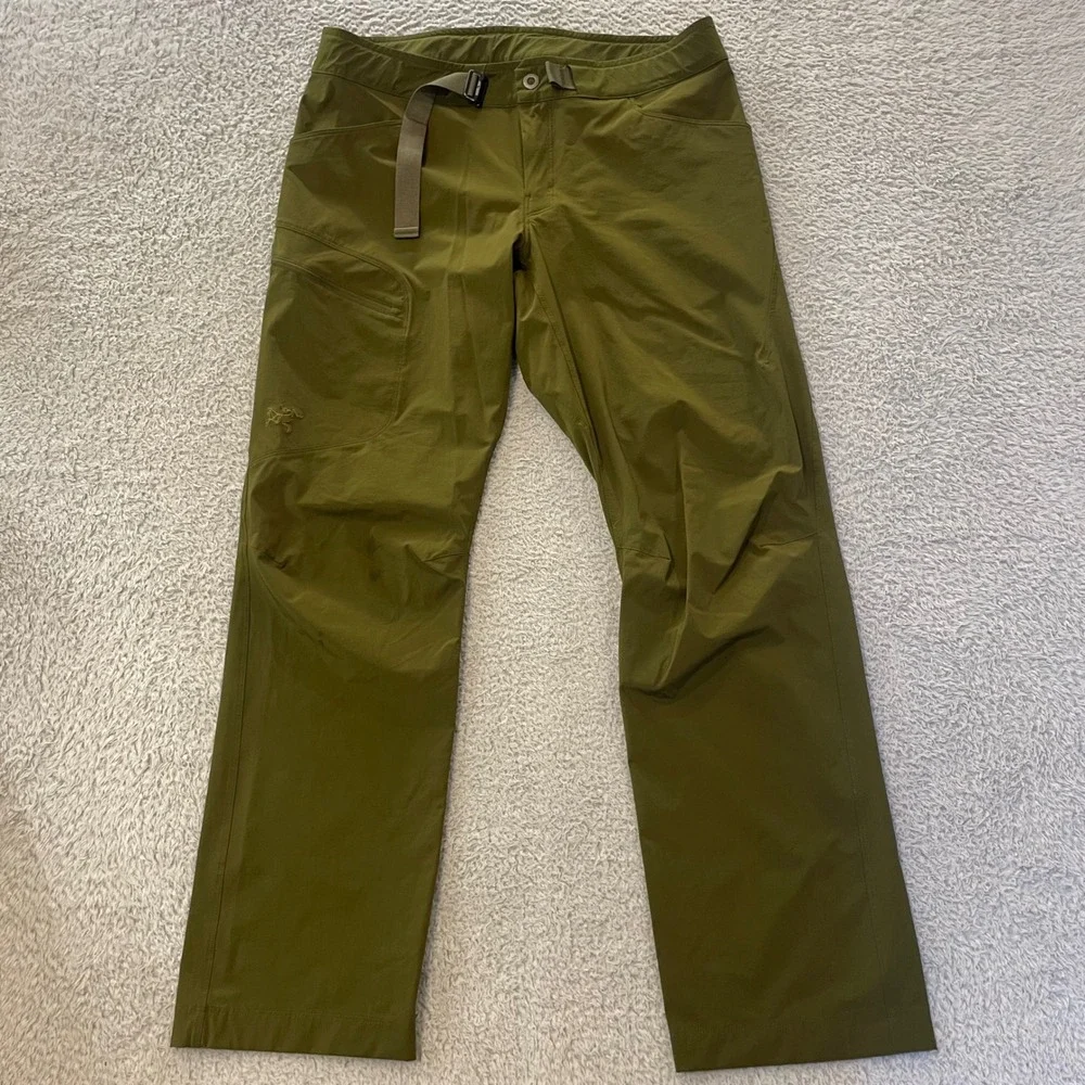 Arc'teryx Lefroy Hiking Pants Mens 34x30 Green Belted Nylon Lightweight